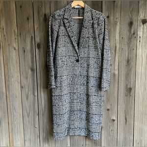 Oversized black white plaid coat